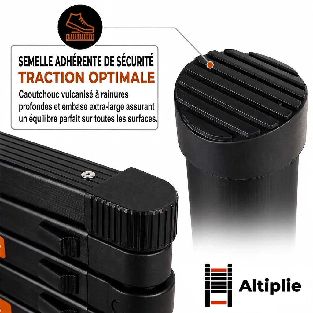 Échelle télescopique 3,8 m aluminium noire | Altiplie
