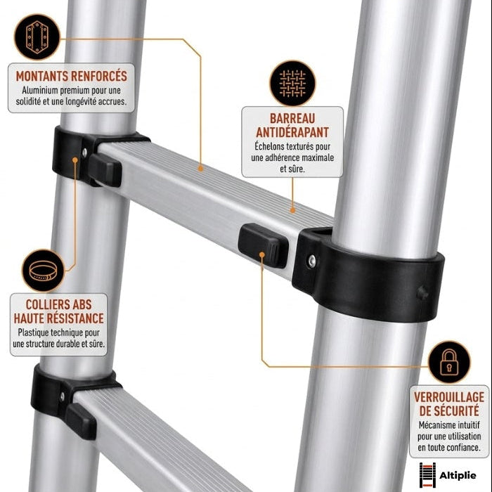Échelle télescopique pliante 5 m aluminium | Altiplie