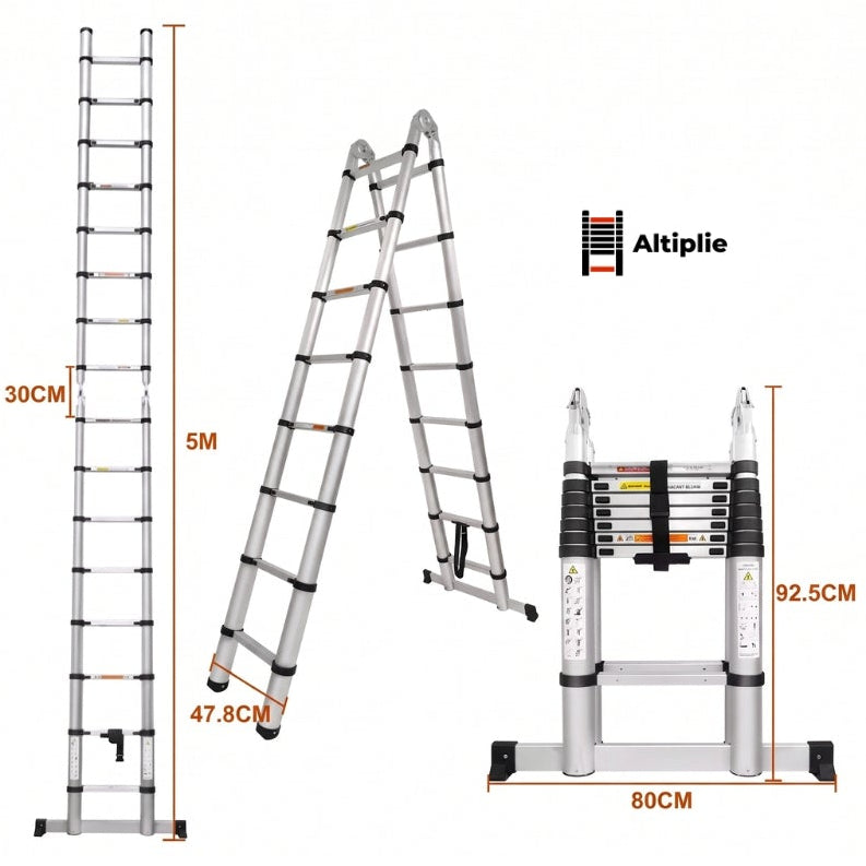Échelle télescopique pliante 5 m aluminium | Altiplie